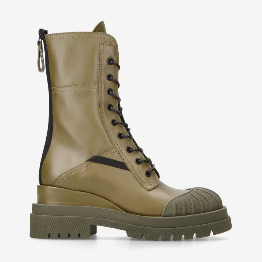 Best Sale M6561C Olive Calfskin Ankle Boots Woman Ankle Boots